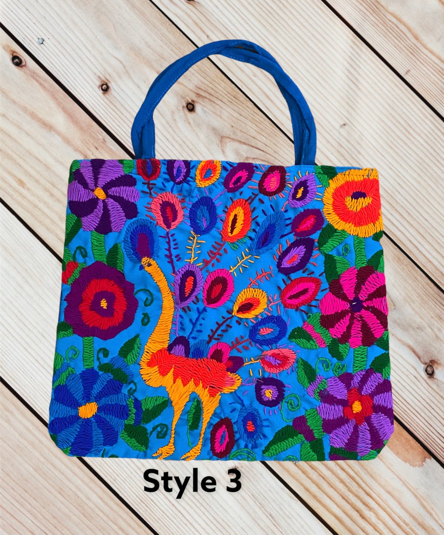 PEACOCK EMBROIDERED MERCADITO BAG