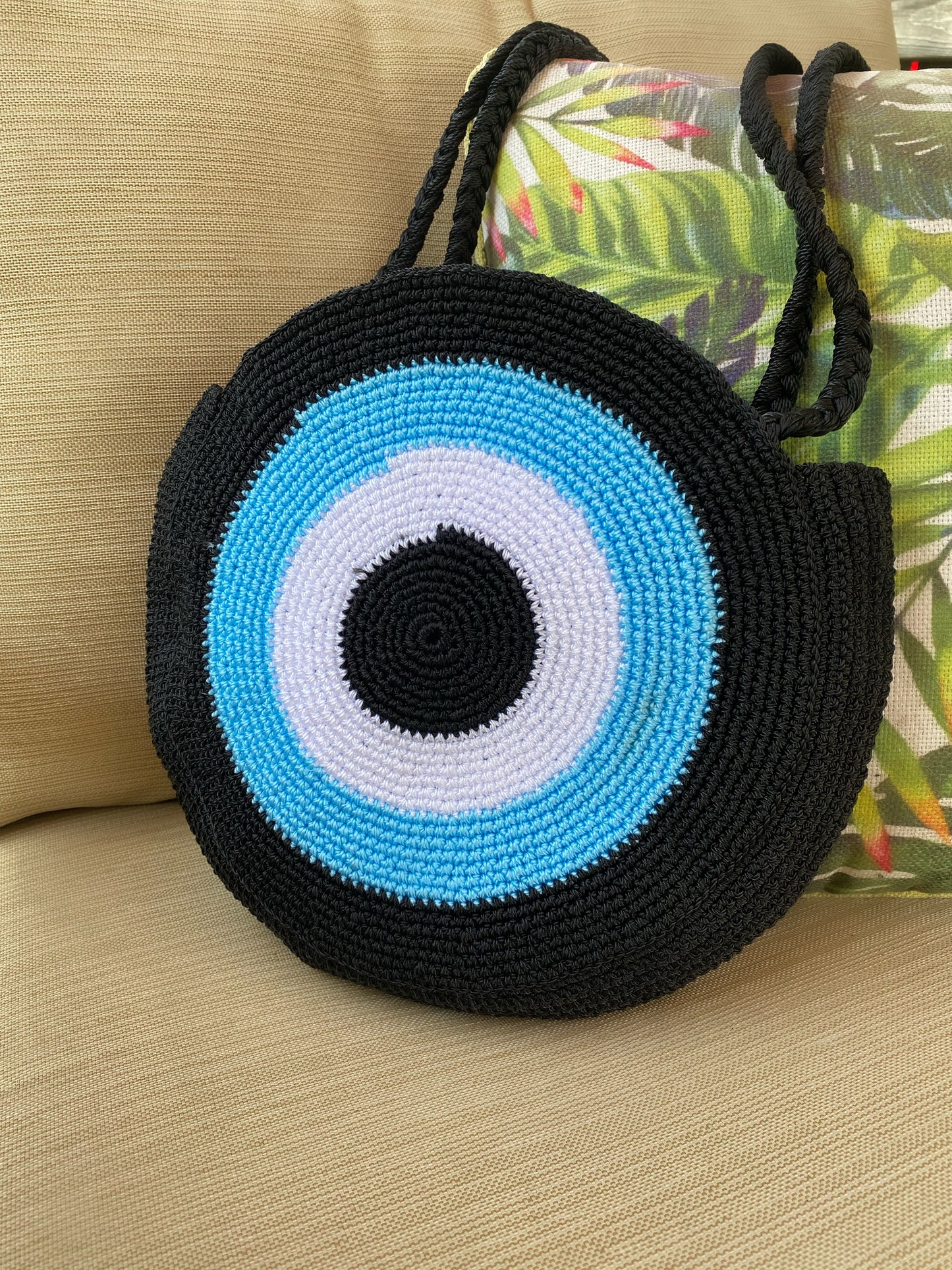 EVIL EYE ROUND CROCHET BAG