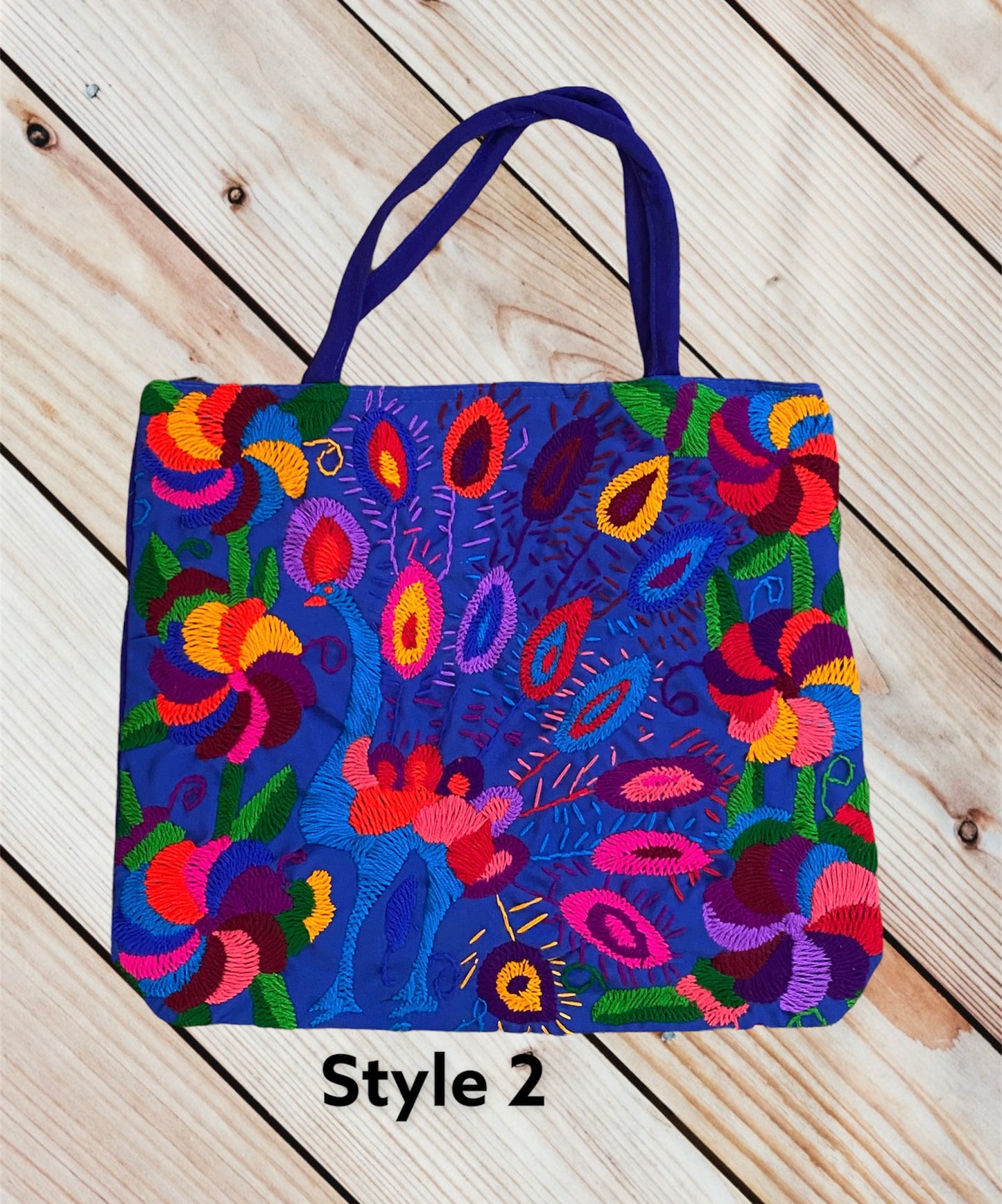 PEACOCK EMBROIDERED MERCADITO BAG