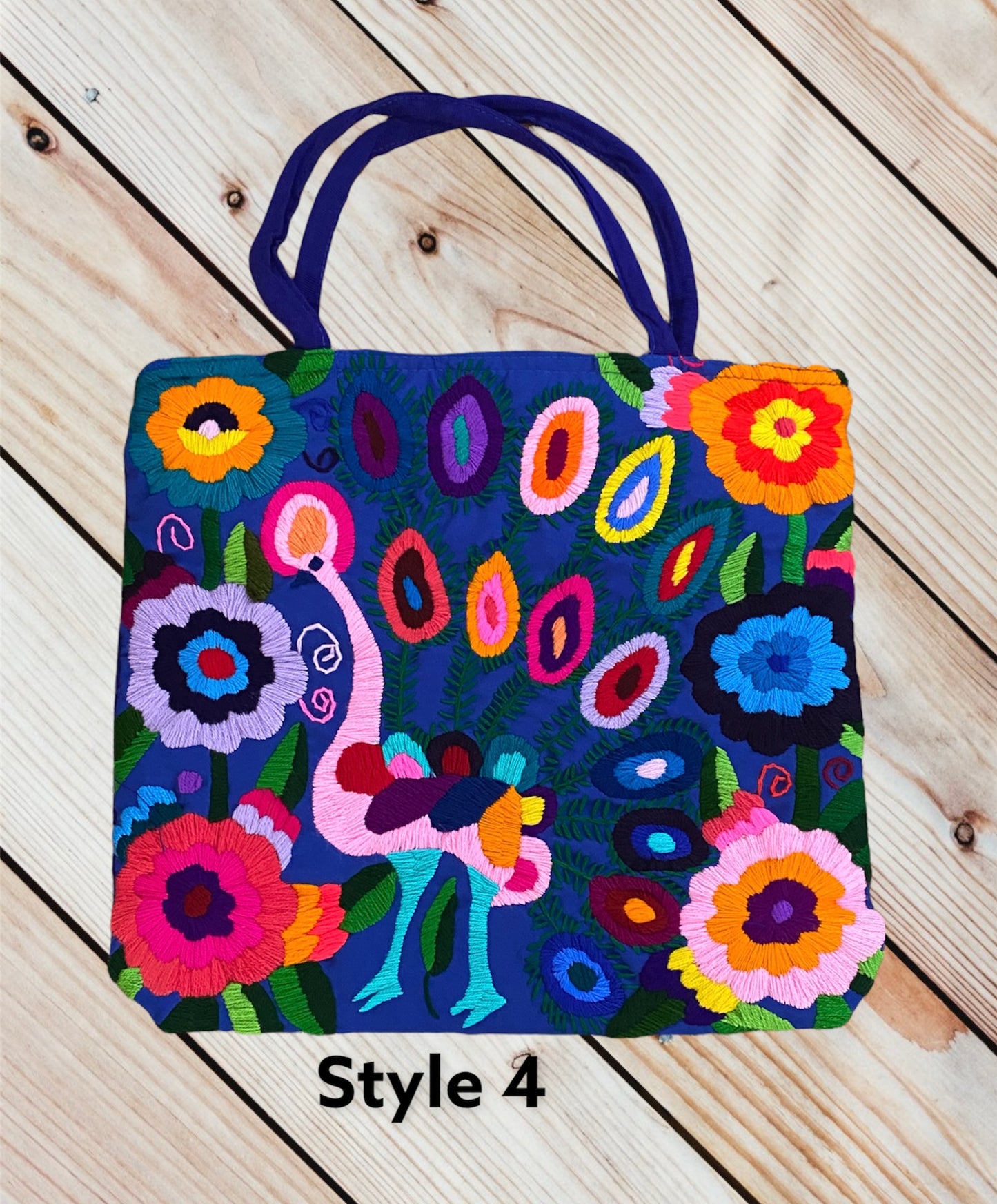 PEACOCK EMBROIDERED MERCADITO BAG