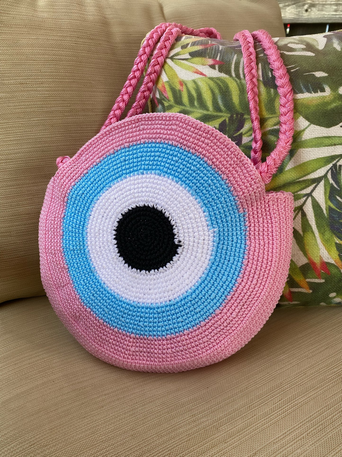 EVIL EYE ROUND CROCHET BAG