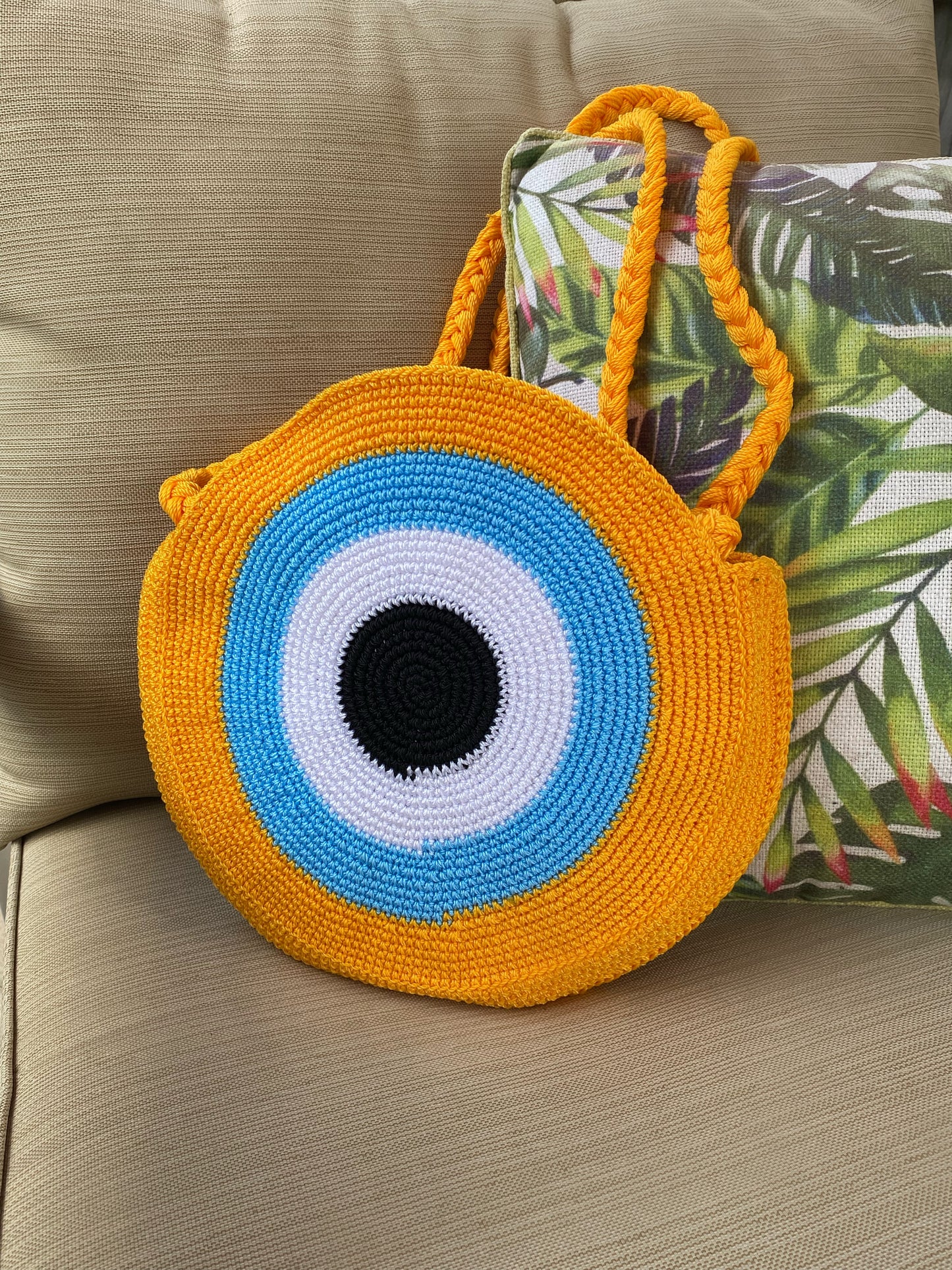 EVIL EYE ROUND CROCHET BAG