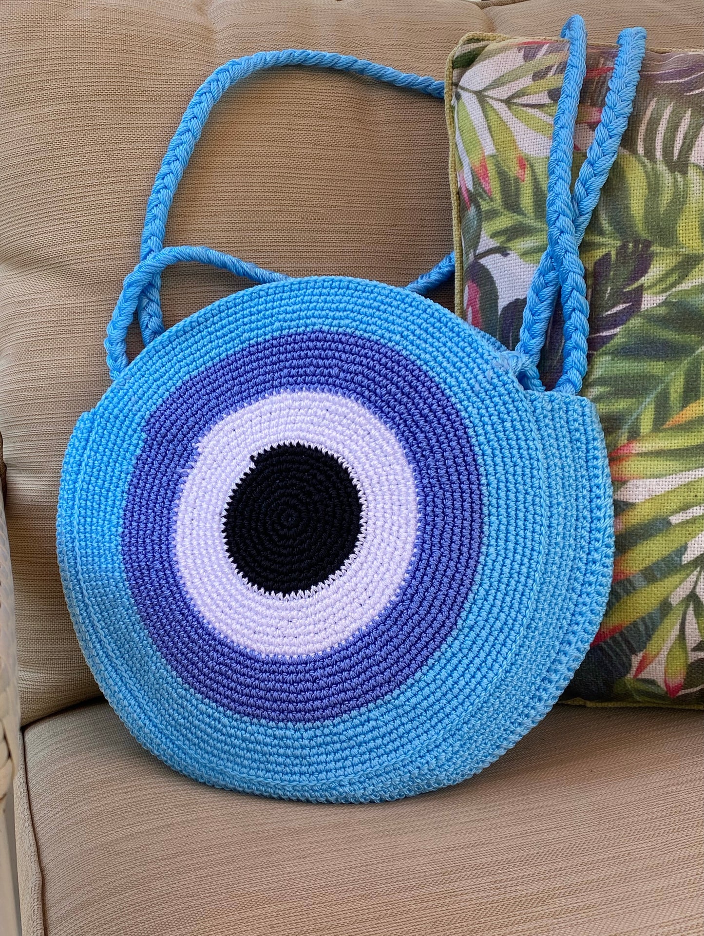 EVIL EYE ROUND CROCHET BAG