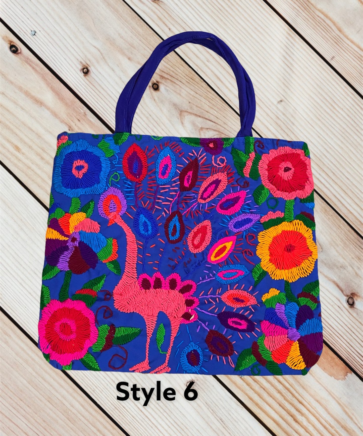 PEACOCK EMBROIDERED MERCADITO BAG