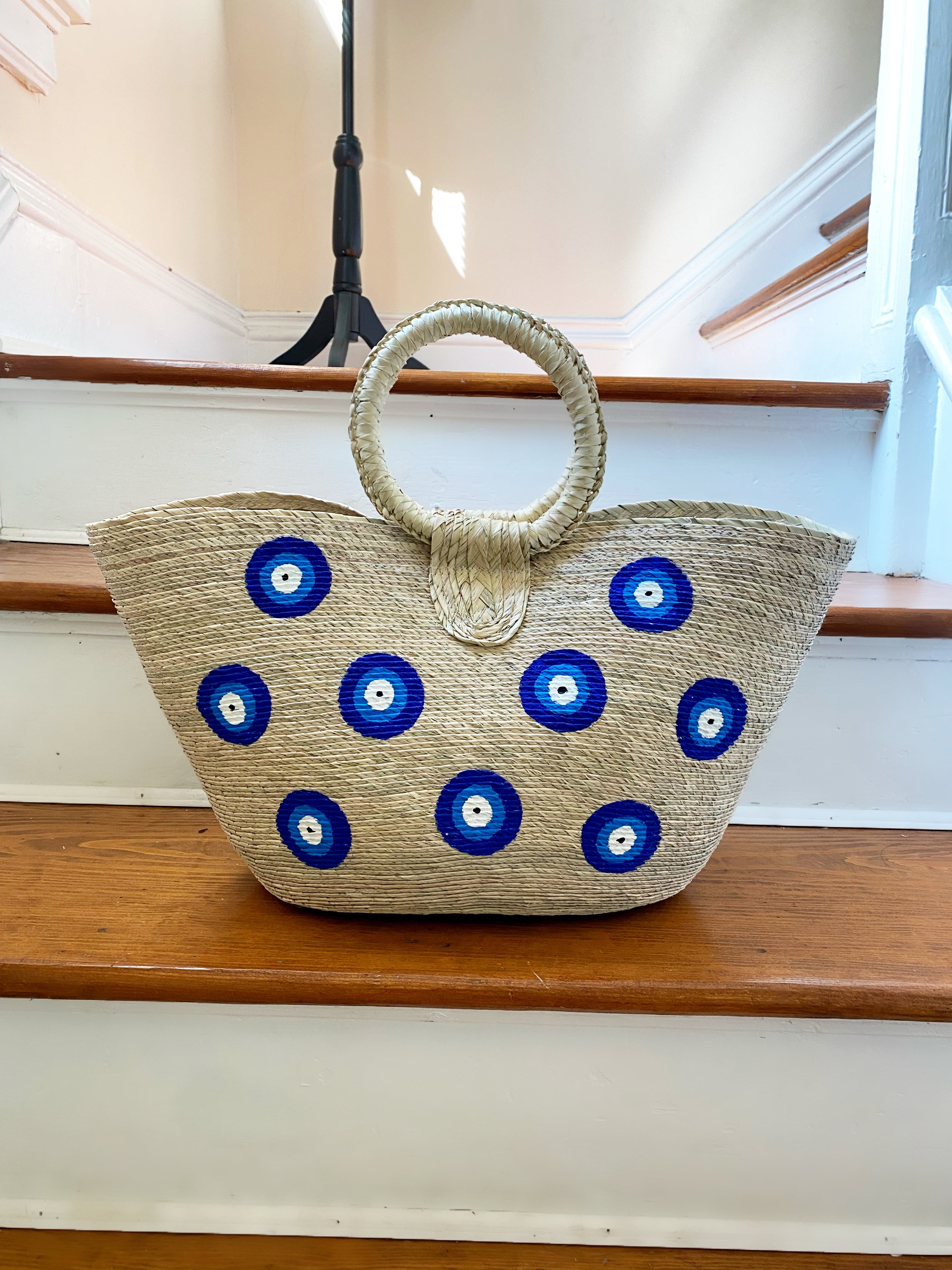 ROUND EVIL EYE STRAW BAG Olivia Boutique Artesanal